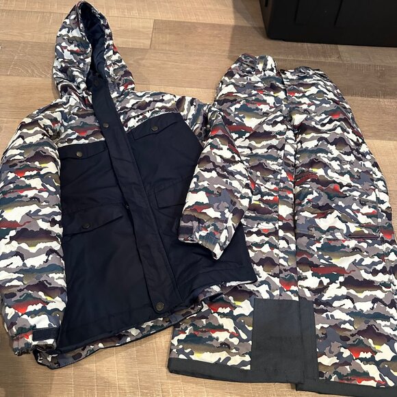 ARTIX KIDS MEDIUM 10-12 SNOW SUIT JACKET AND PANTS NAVY BLUE CAMO - Picture 2 of 15